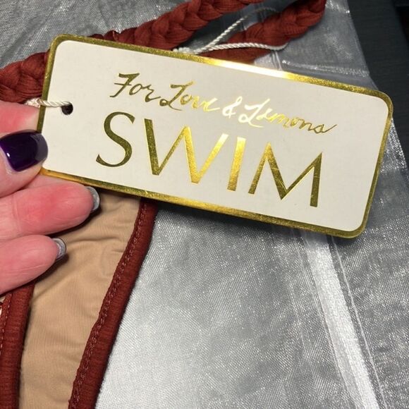 For Love & Lemons Biquíni Bottom Rusty orange and white flowers NWT Sz XS - Picture 3 of 6